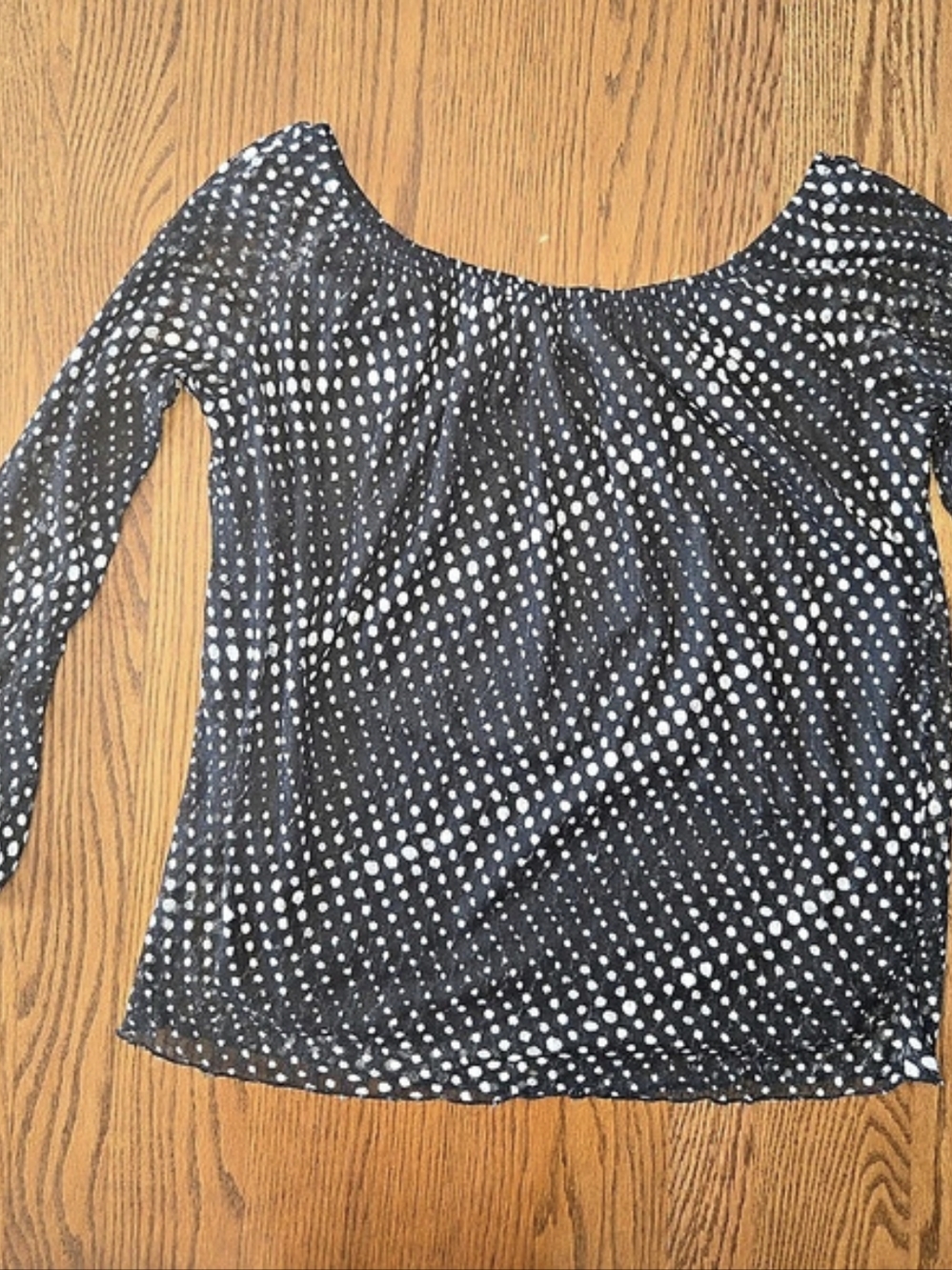 Jennie & Marlis Polka Dot Long Sleeve Blouse in Black & White Size Large